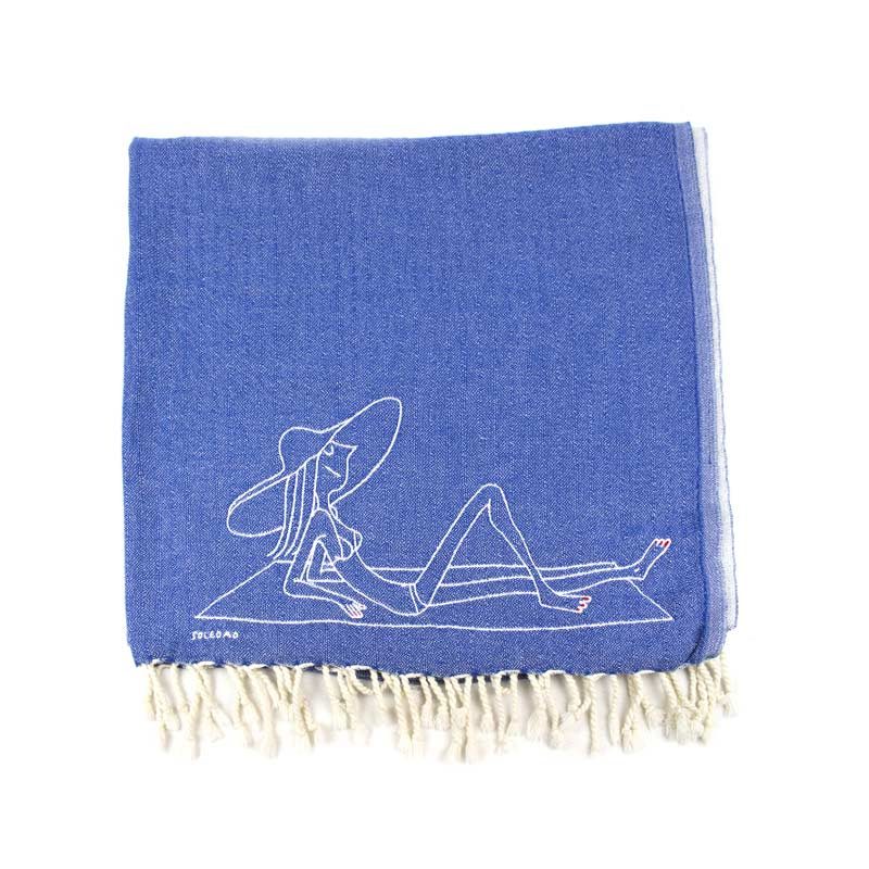 serviette-plage-soledad-coton-bleu