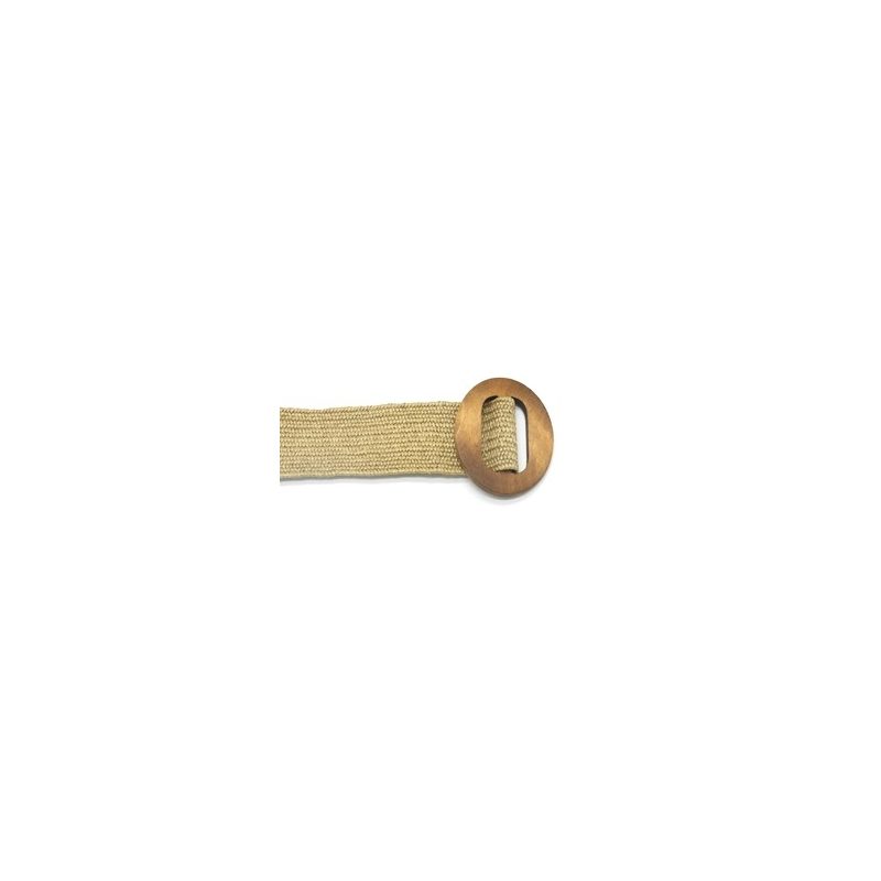 PALME ceinture élastique tissé boucle bois marron