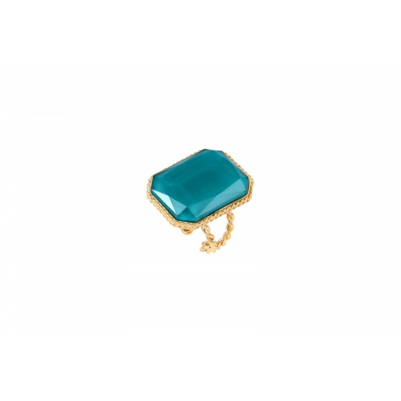 SATELLITE-PARIS Bague ajustable cabochon taille émeraude I vert