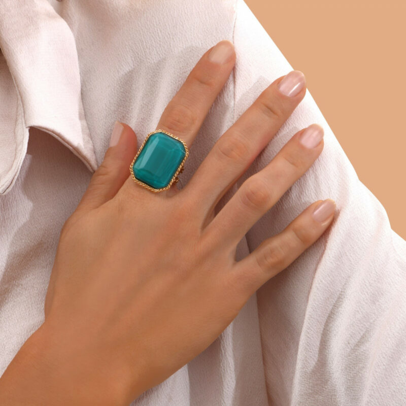 SATELLITE-PARIS Bague ajustable cabochon taille émeraude I vert – Image 2