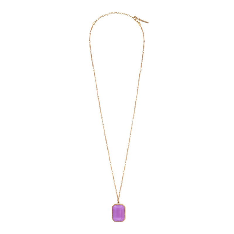 SATELLITE-PARIS Collier pendentif réglable intemporel cabochon I rose