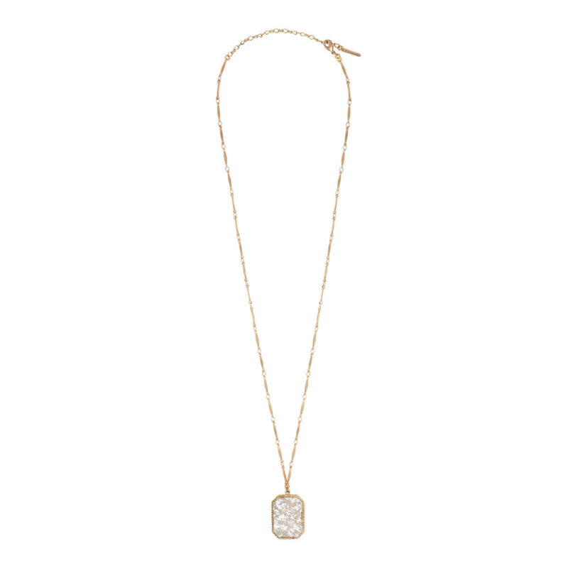 SATELLITE-PARIS Collier pendentif réglable poétique cabochon I blanc