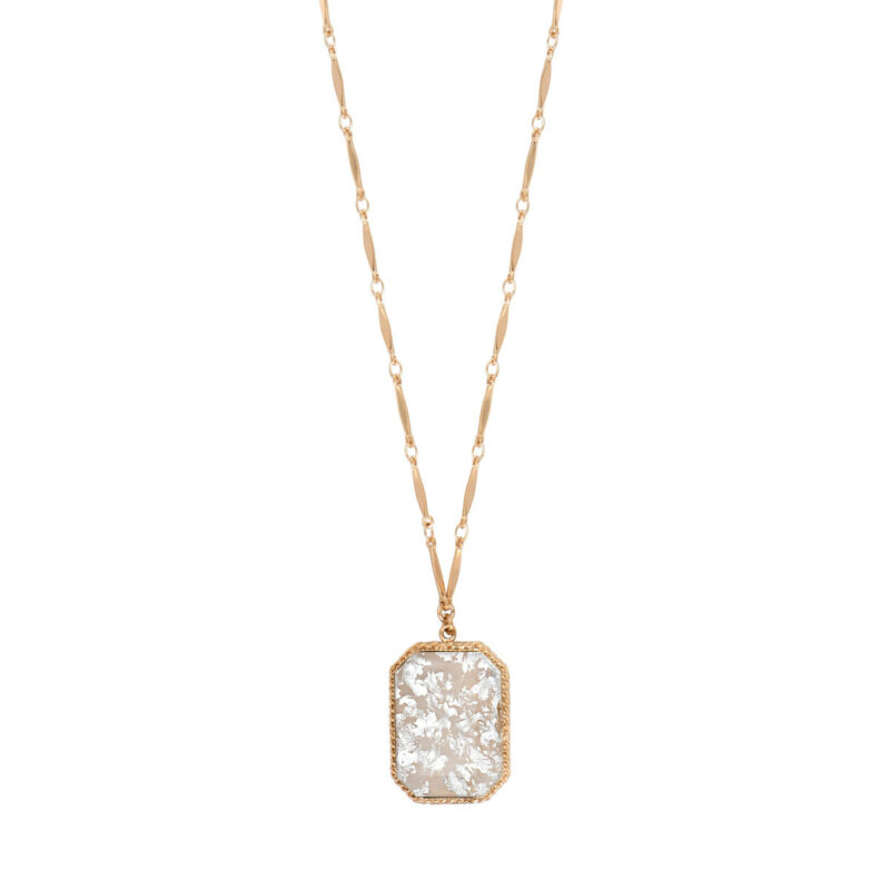 SATELLITE-PARIS Collier pendentif réglable poétique cabochon I blanc – Image 3