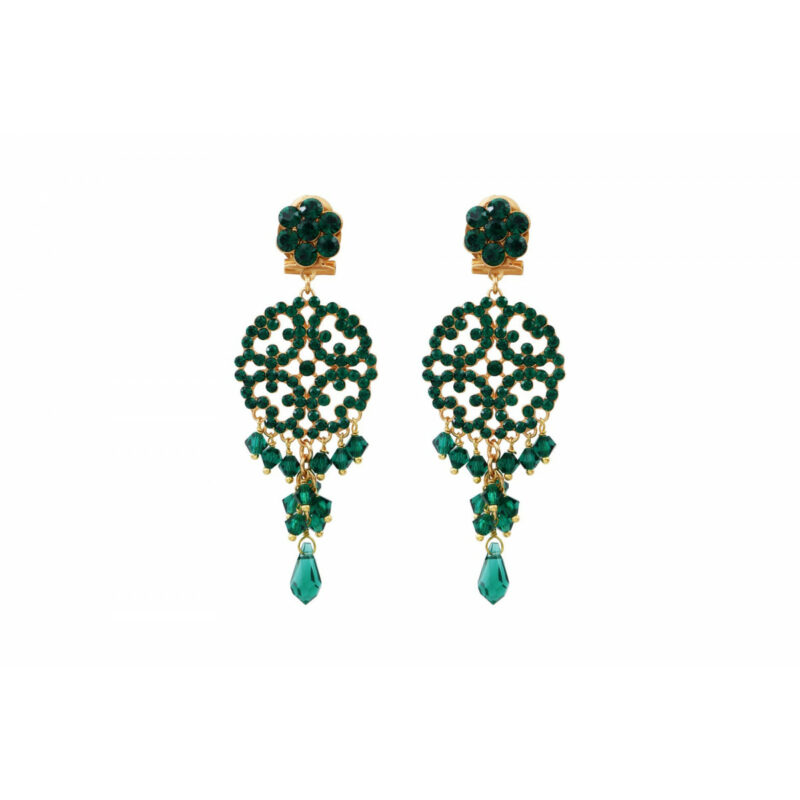 SATELLITE-PARIS Boucles d'oreilles percées baroques cristaux prestige I vert