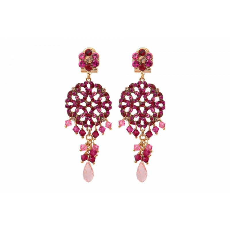 SATELLITE-PARIS Boucles d'oreilles percées féminines cristaux prestige I rose