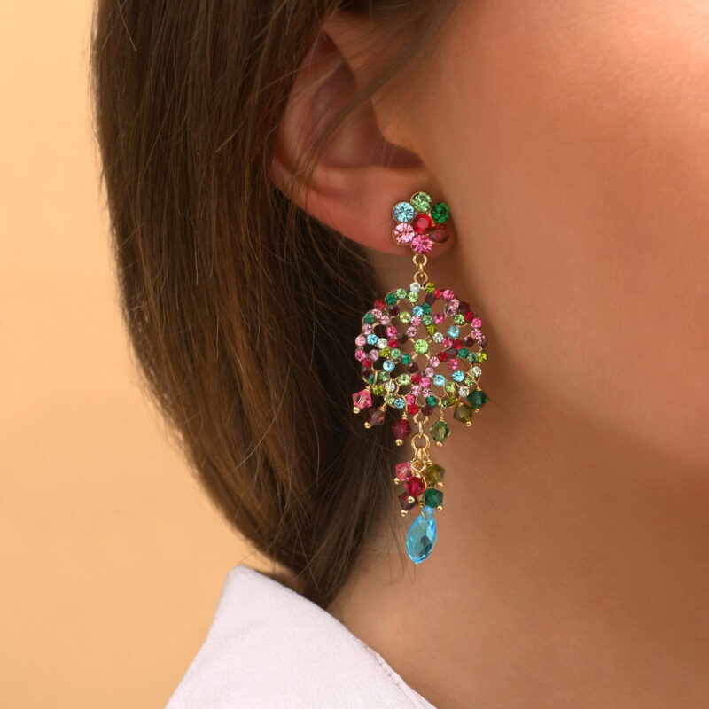 SATELLITE-PARIS Boucles d'oreilles percées ethniques-chic cristaux prestige I multicolore – Image 2