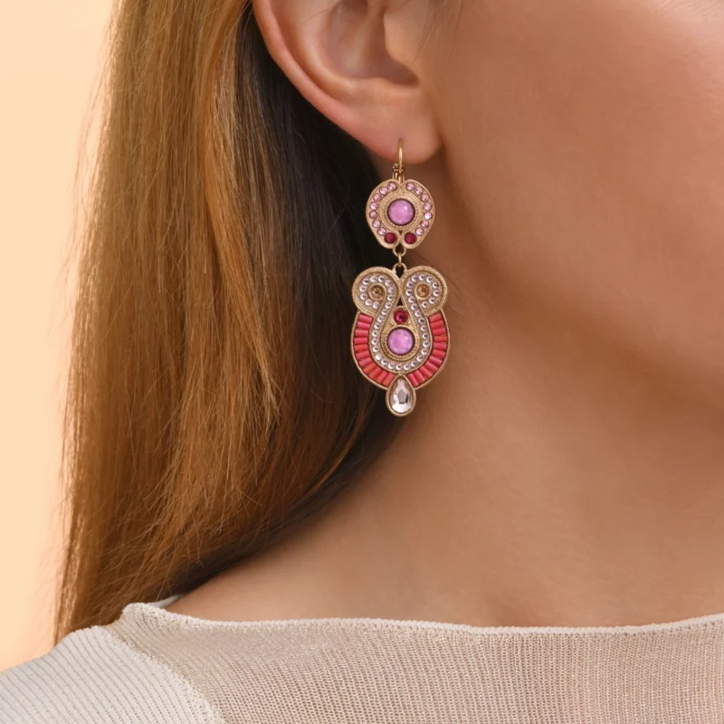 SATELLITE-PARIS Boucles d'oreilles dormeuses cristaux Prestige - fuchsia – Image 2