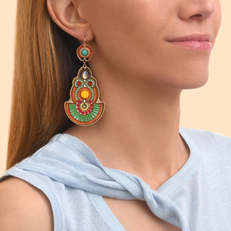 SATELLITE-PARIS Boucles d'oreilles dormeuses festives cristaux Prestige - vert – Image 2