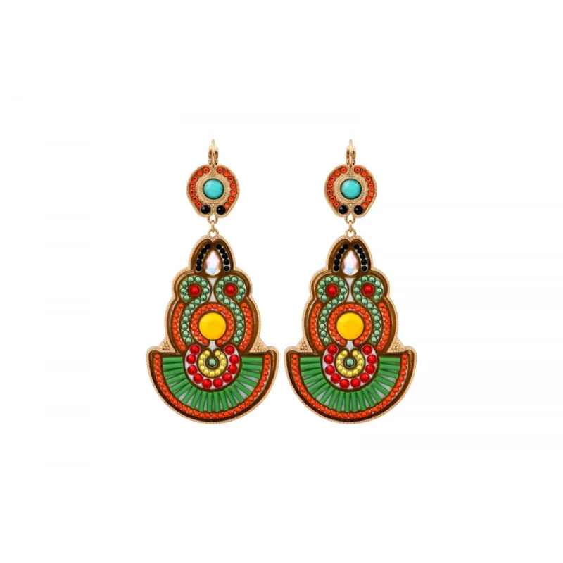 SATELLITE-PARIS Boucles d'oreilles dormeuses festives cristaux Prestige - vert