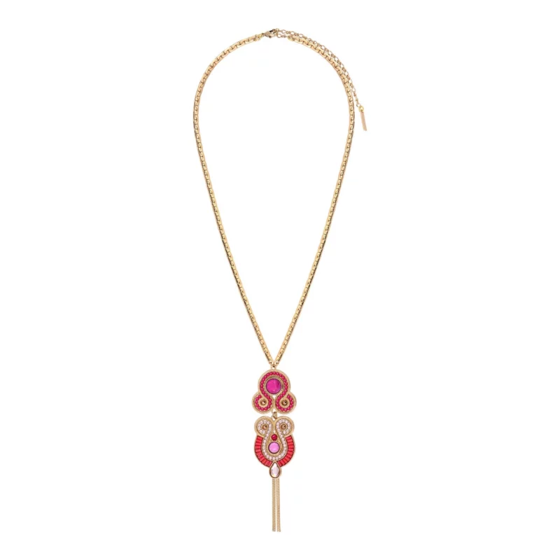 SATELLITE-PARIS Collier pendentif réglable cristaux Prestige - fuchsia – Image 2