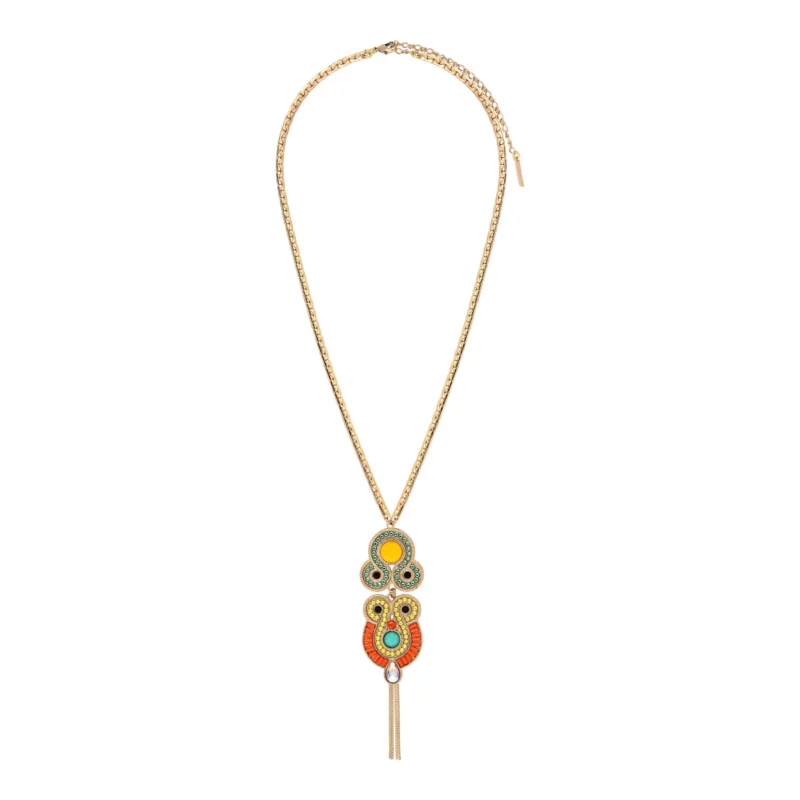 SATELLITE-PARIS Collier pendentif réglable cristaux Prestige nacre - orange – Image 2