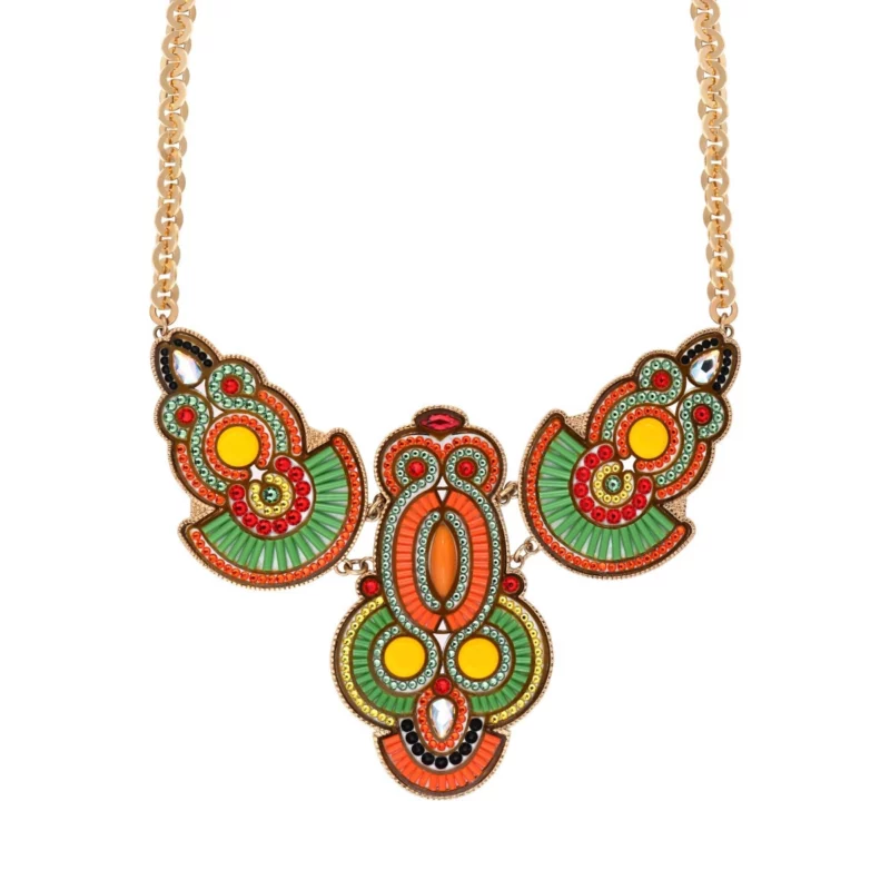 SATELLITE-PARIS Collier plastron cristaux Prestige perles du Japon - vert