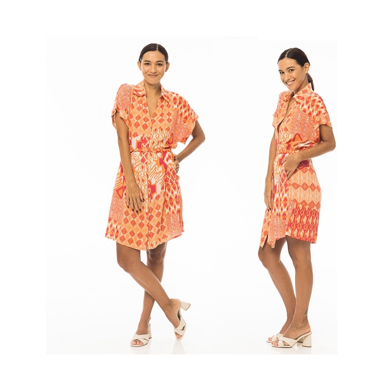 PALME Robe Chemisier Manches Courtes Viscose