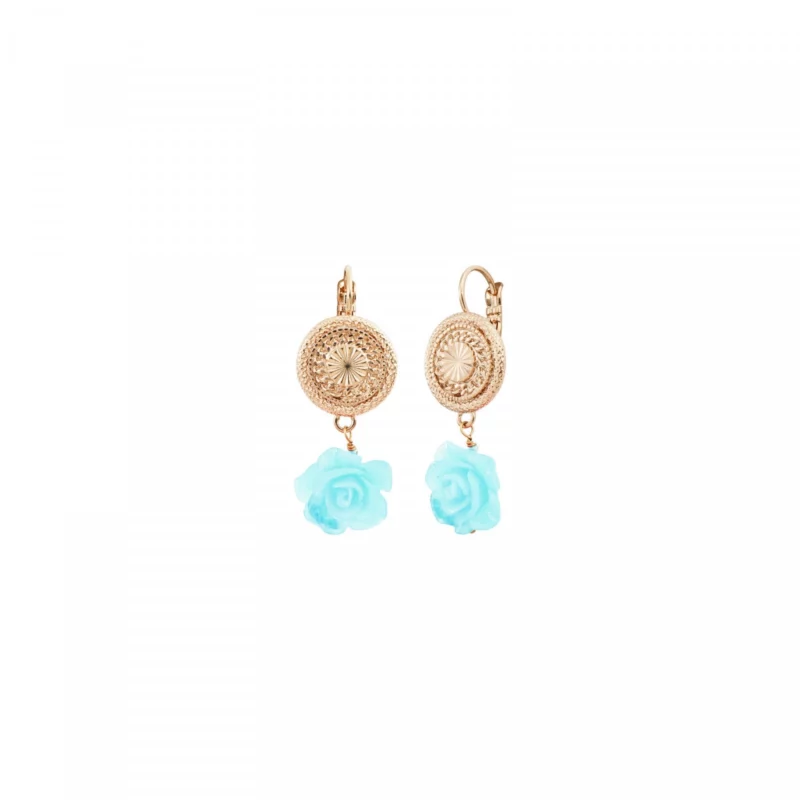 SATELLITE-PARIS Boucles d'oreilles dormeuses Miraflores fleur - bleu