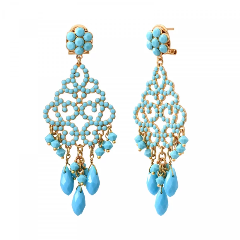 SATELLITE-PARIS Boucles d'oreilles longues Chiara - turquoise