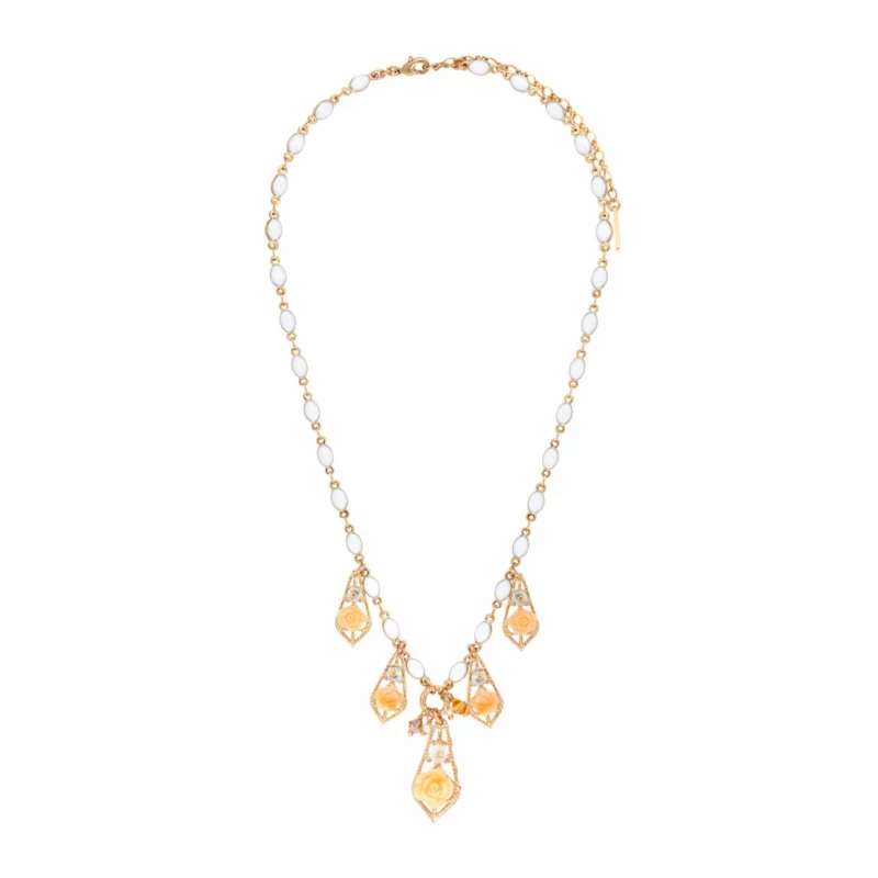 SATELLITE-PARIS Collier pendentif Miraflores paillettes brodées - blanc – Image 2