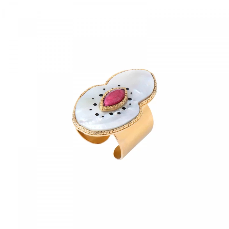 SATELLITE-PARIS Grosse bague Mindoro nacre medium - blanc