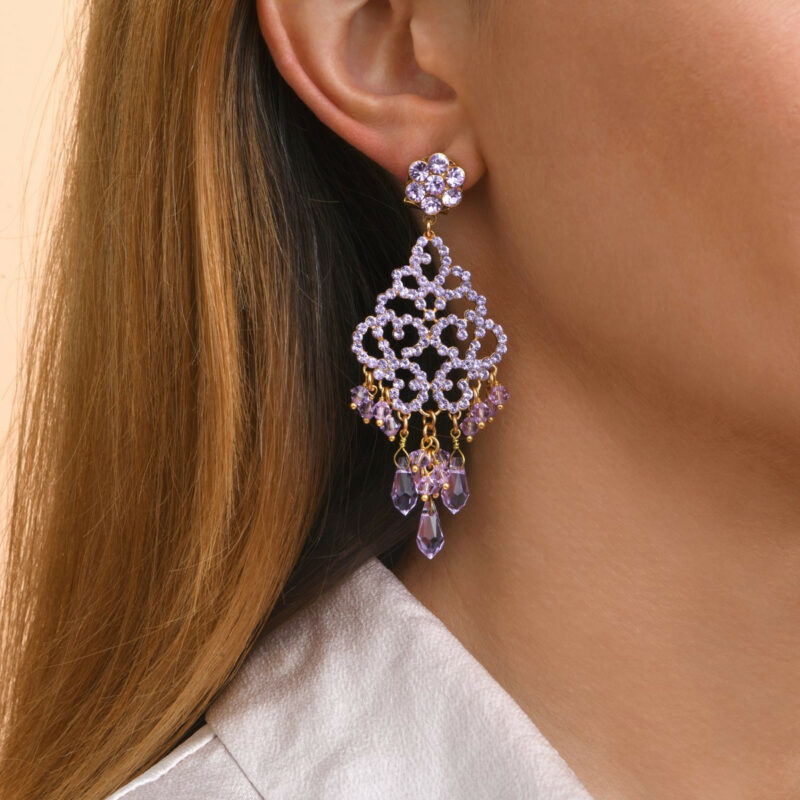 SATELLITE-PARIS Boucles d'oreilles strass KIA15 - violet – Image 2