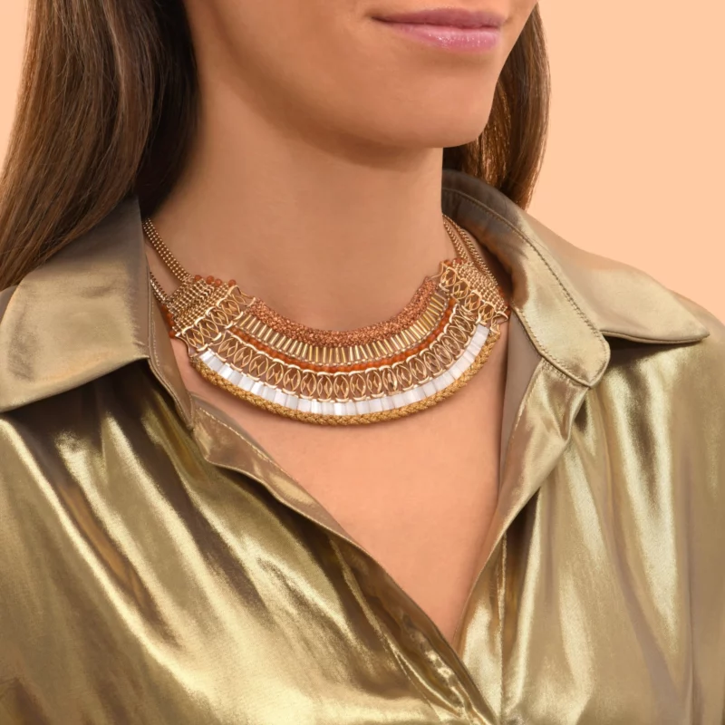 SATELLITE-PARIS Collier plastron Neiva perlé - blanc – Image 2