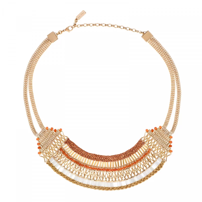 SATELLITE-PARIS Collier plastron Neiva perlé - blanc