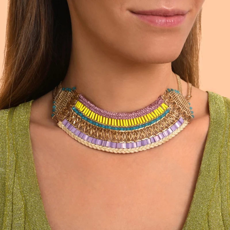 SATELLITE-PARIS Collier plastron Neiva perlé - fluo – Image 2
