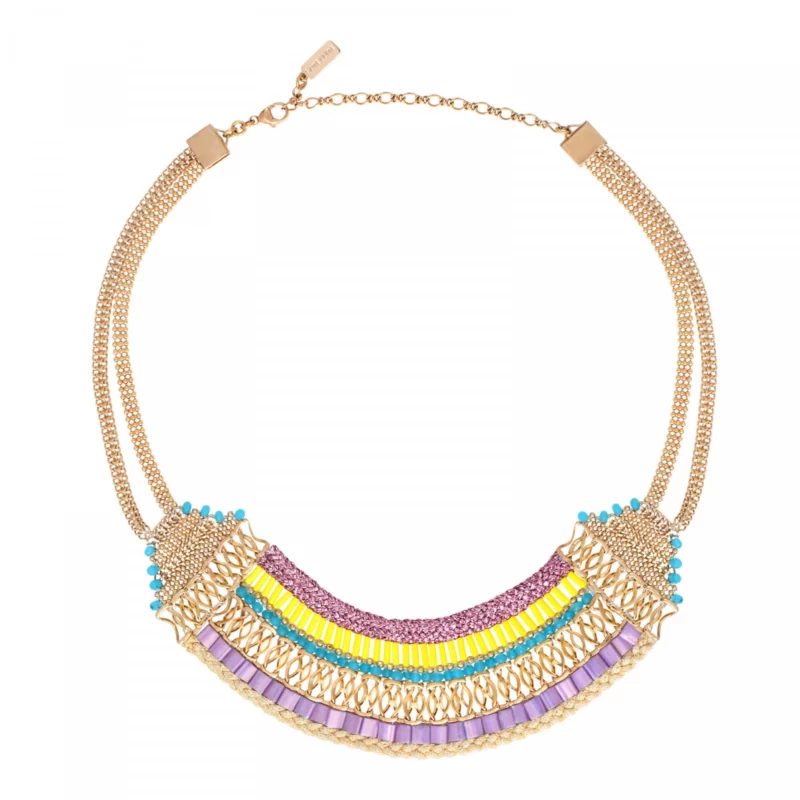 SATELLITE-PARIS Collier plastron Neiva perlé - fluo