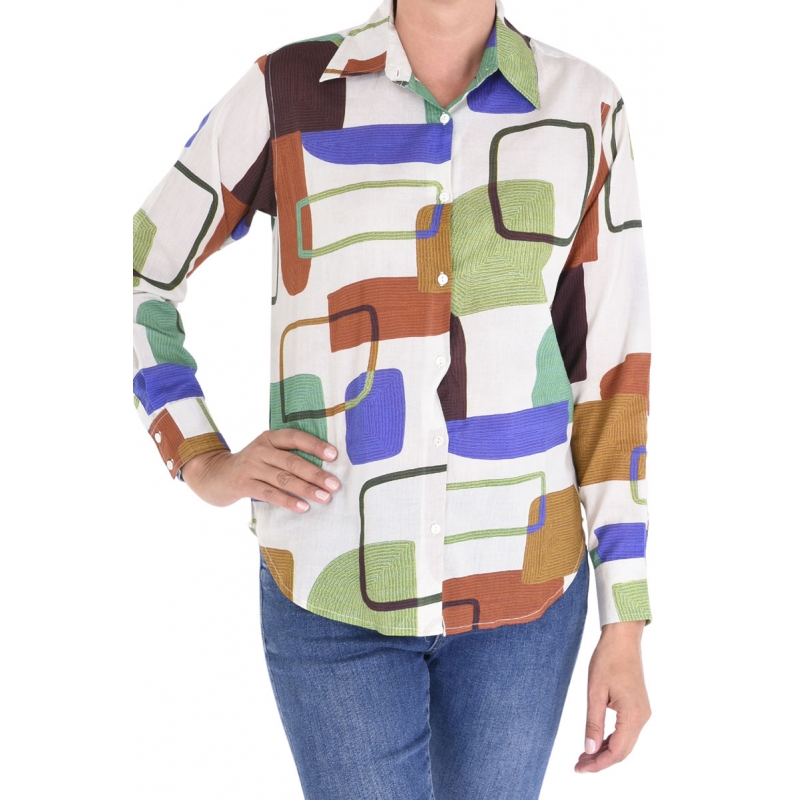 PALME Chemise Coton Manches longues Col Boutonne ecru