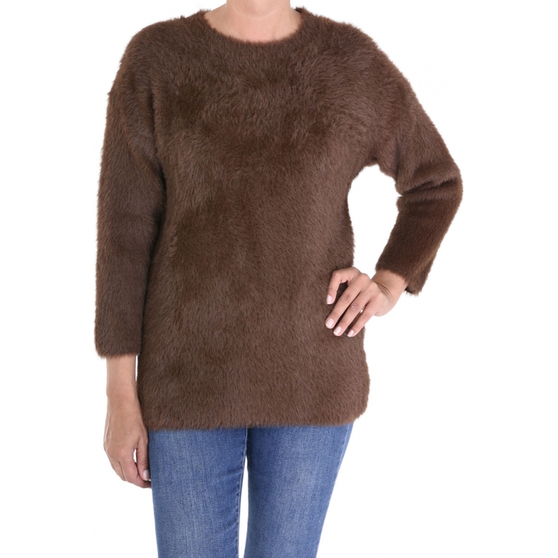 PALME Pull Ultra Doux Col Rond Manches Longues marron foncé