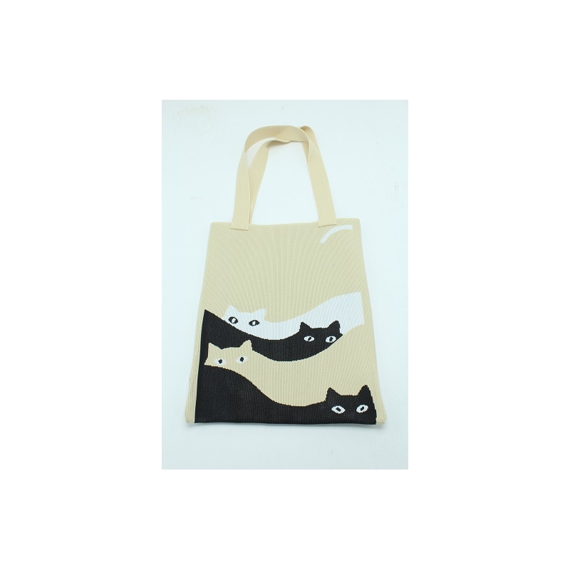 PALME Tote Bag Jersey Funny Cats écru