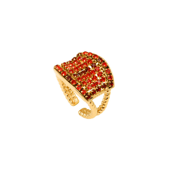 SATELLITE-PARIS Bague ajustable Precious cristaux Prestige taille M - rouge
