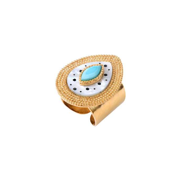 SATELLITE-PARIS Bague cabochon Mindoro nacre medium - blanc