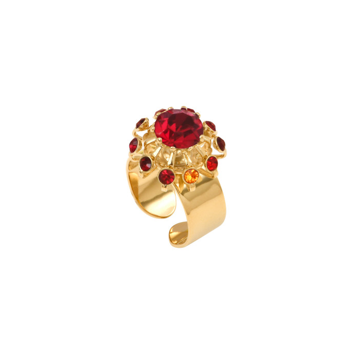 SATELLITE-PARIS Bague chic cristal et strass taille M - rouge