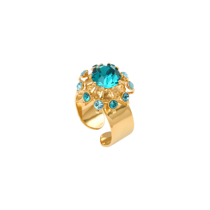 SATELLITE-PARIS Bague élégante cristal et strass taille M - turquoise