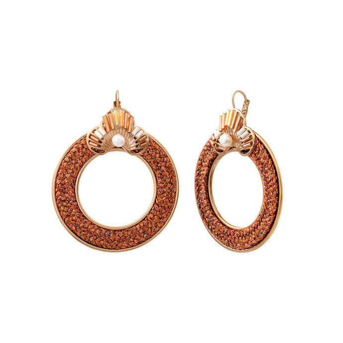 SATELLITE-PARIS Boucles d'oreilles dormeuses Neiva galon métallisé - bronze