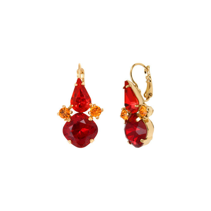 SATELLITE-PARIS Boucles d'oreilles dormeuses strass cristal - rouge