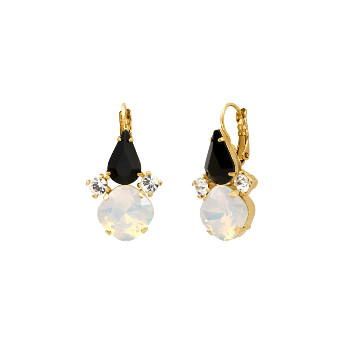 SATELLITE-PARIS Boucles d'oreilles dormeuses strass - noir et blanc