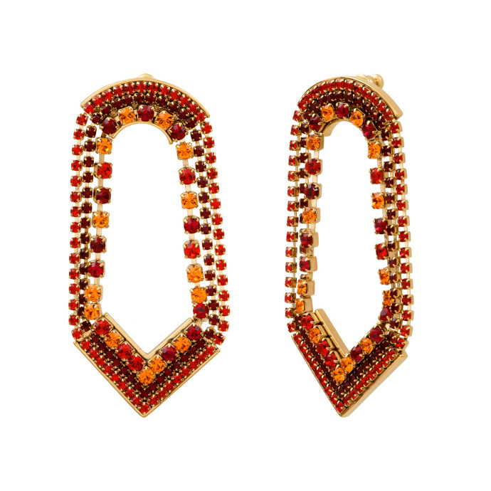 SATELLITE-PARIS Boucles d'oreilles maxi cristaux Prestige - rouge