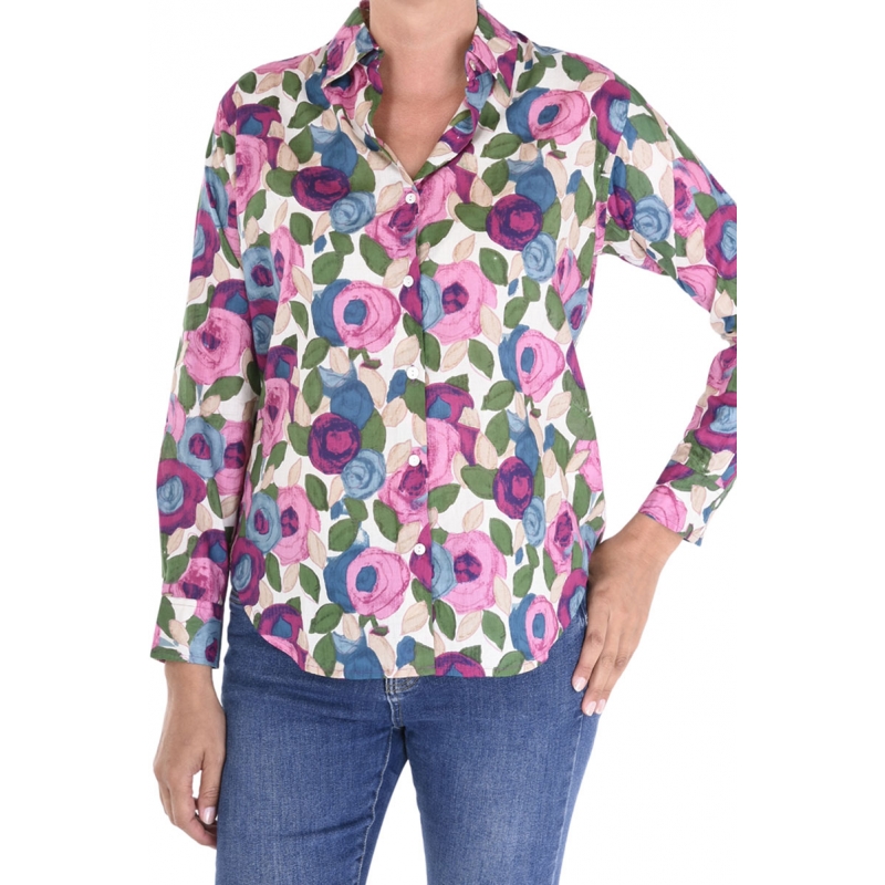 PALME Chemise Coton Manches longues Col Boutonne rose