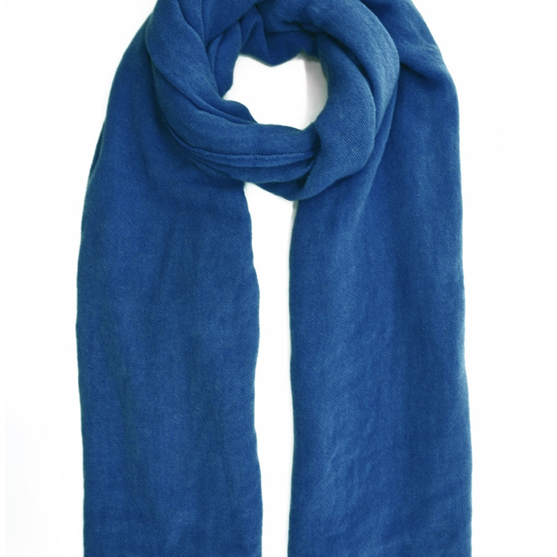 PALME Echarpe Uni Finition Bords Cousus bleu foncé