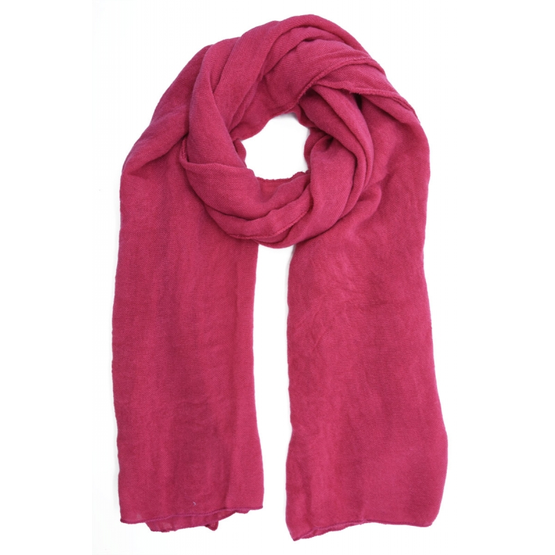 PALME Echarpe Uni Finition Bords Cousus rose foncé