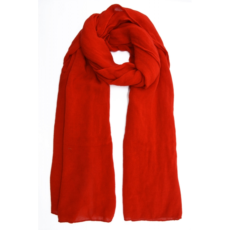 PALME Echarpe Uni Finition Bords Cousus rouge foncé