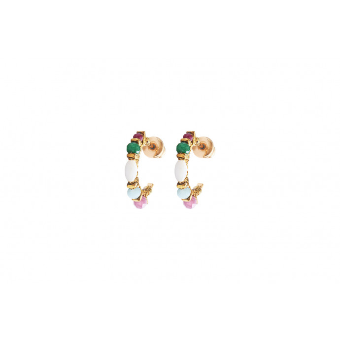 SATELLITE-PARIS Boucles d'oreilles mini créoles grenat agate Ø 1,5 cm