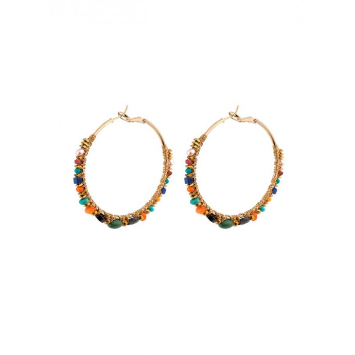 SATELLITE-PARIS Créoles Iancura pierres multicolores Ø 5 cm - Multicolore