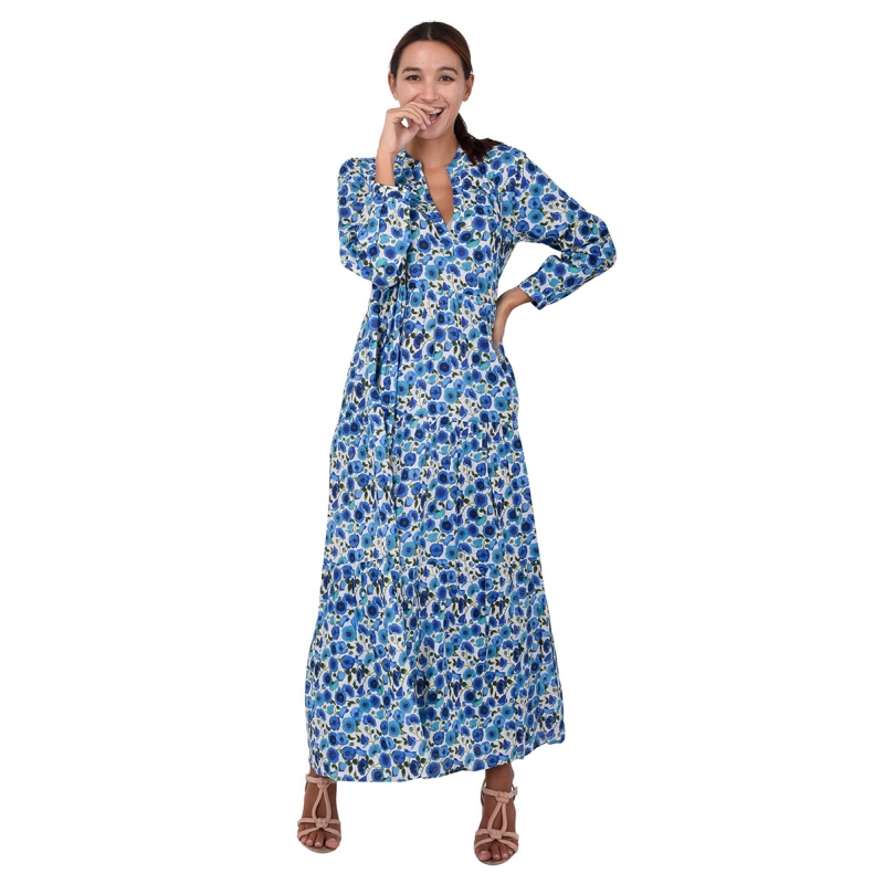 PALME Robe Longue Coton Col Mao