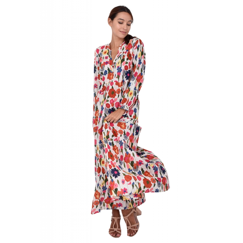 PALME Robe Longue Coton Col Mao