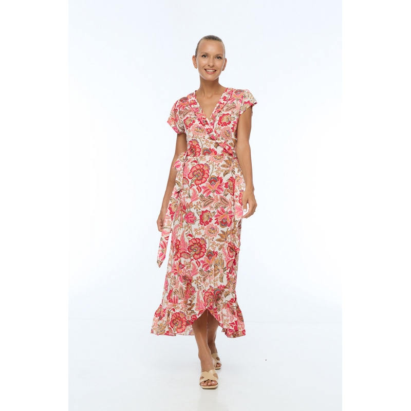 PALME Robe Longue Croisee Viscose Volantee