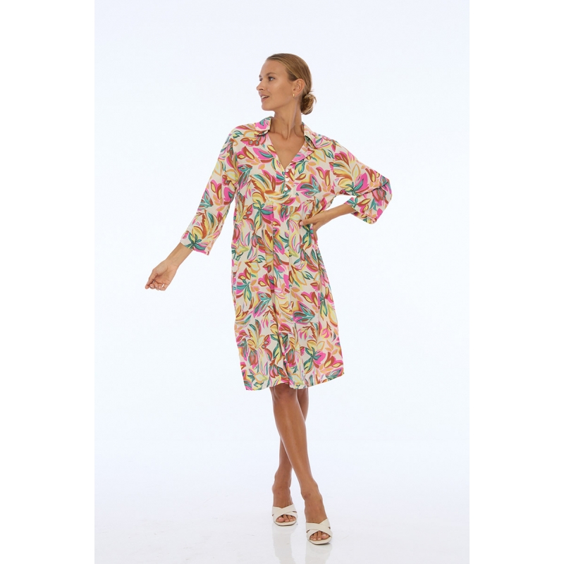 PALME Robe Tunique Col Chemise 3 Boutons