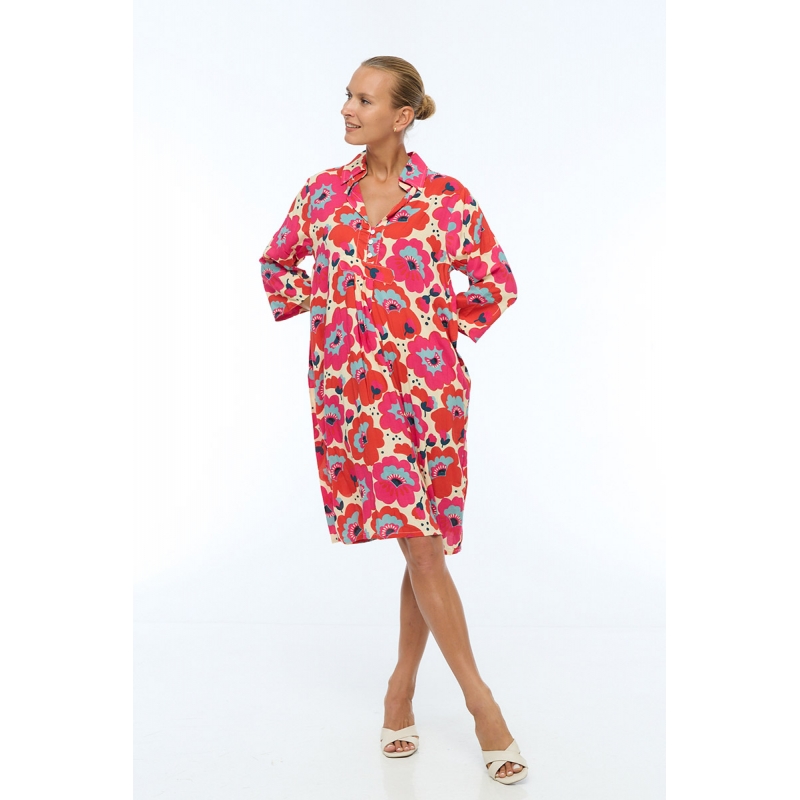 PALME Robe Tunique Col Chemise 3 Boutons