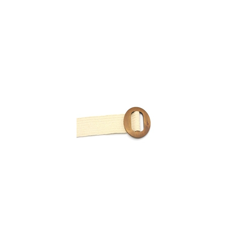PALME ceinture élastique tissé boucle bois marron