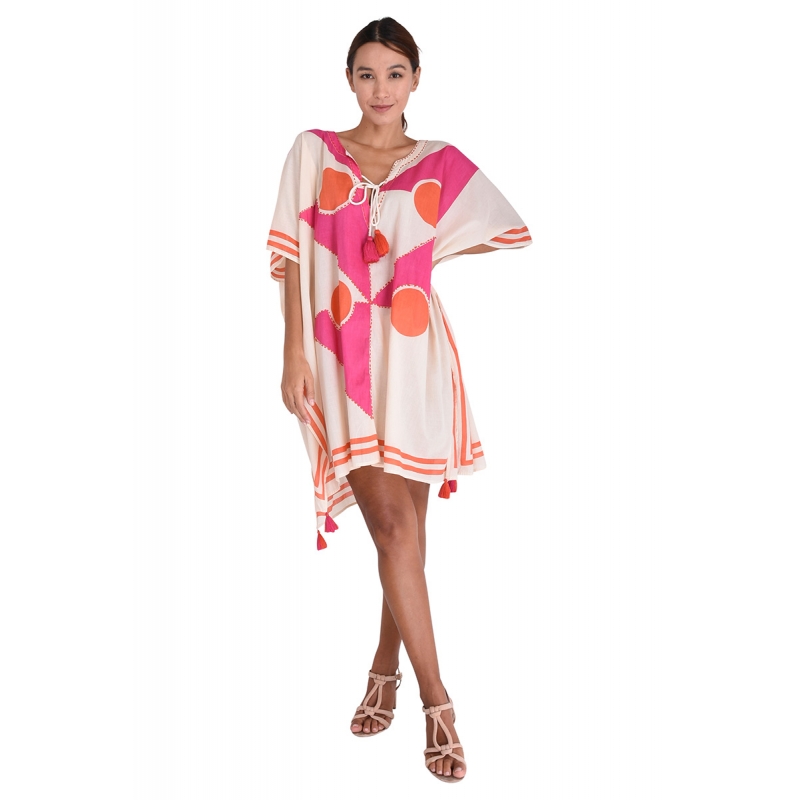 PALME Kaftan Coton Court Block Print Brode